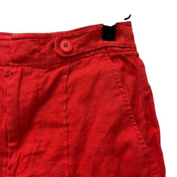 Madewell Clean‎ Button-Tab Shorts in 100% Linen Red Women’s Size 00 - Picture 6 of 12